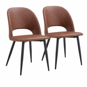 wohnli-moebel-suche-M24075126 Wohnli Möbelsuche - 2er-Set Stühle aus Stahl und beschichtetem Textil in braun