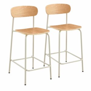 wohnli-moebel-suche-M24075127 Wohnli Möbelsuche - Set aus 2 Hochstühlen aus Metall und beigem Holz