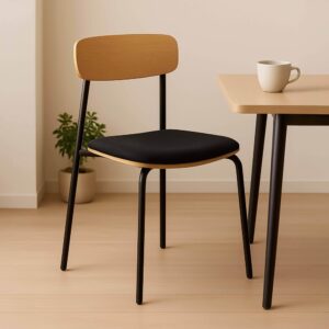 Set mit 2 stapelbaren schwarzen Holzstühlen 52x78x46cm Holz Schwarz Oviala Möbel Esszimmermöbel Stühle