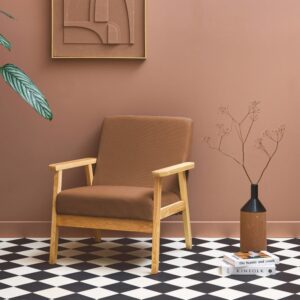 wohnli-moebel-suche-M24077565-1 Skandinavischer Sessel mit Cord-Bezug braun 64x73x69cm Holz Braun sweeek Sofas und Sessel Sessel, Poufs und Fußbänke Sessel