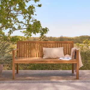 wohnli-moebel-suche-M24077754-1 Gartenbank aus massivem Teakholz 160 cm 160x90x60cm Holz Beige BERAH GETAH Möbel Esszimmermöbel Sitzbank und Holzbank