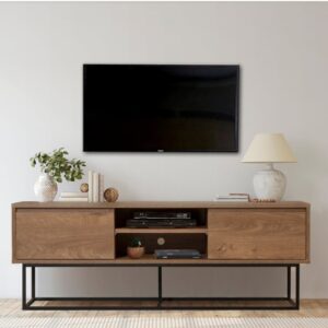 TV-Möbel aus Holz und Schwarz mit Stauraum 140x50x40cm Spanplatte Braun Concept Usine Möbel Wohnzimmermöbel TV-Möbel