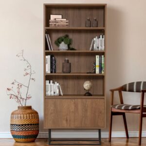 Industrielle Holz- und Schwarz-Bibliothek 164x38x41cm Spanplatte Braun Concept Usine Möbel Wohnzimmermöbel Bücherregale