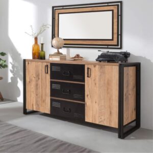 wohnli-moebel-suche-M24077779-1 Industrielles Buffet mit Türen und Schubladen 154x59x48cm Spanplatte Braun Concept Usine Möbel Esszimmermöbel Sideboards, Highboards & niedrige Anrichten