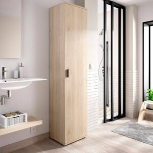 wohnli-moebel-suche-M24077805-1 Mehrzweckschrank 1 Tür mit Eichenholzeffekt 39x35h190 cm 39x190x35cm Holz Braun Dmora Möbel Wohnzimmermöbel Aufbewahrungsmöbel