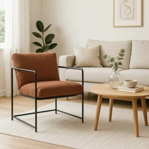 Sessel aus braunem Stoff 92x67h75 cm 61x75x67cm Metall Braun Dmora Sofas und Sessel Sessel, Poufs und Fußbänke Sessel