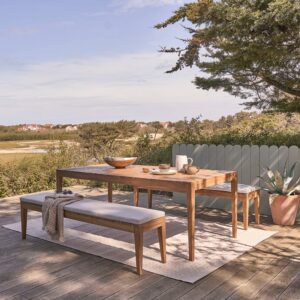 wohnli-moebel-suche-M24079632-1 Gartenmöbel aus massivem Teakholz 200x75x100cm Holz Beige BERAH GETAH Möbel Esszimmermöbel Sitzbank und Holzbank