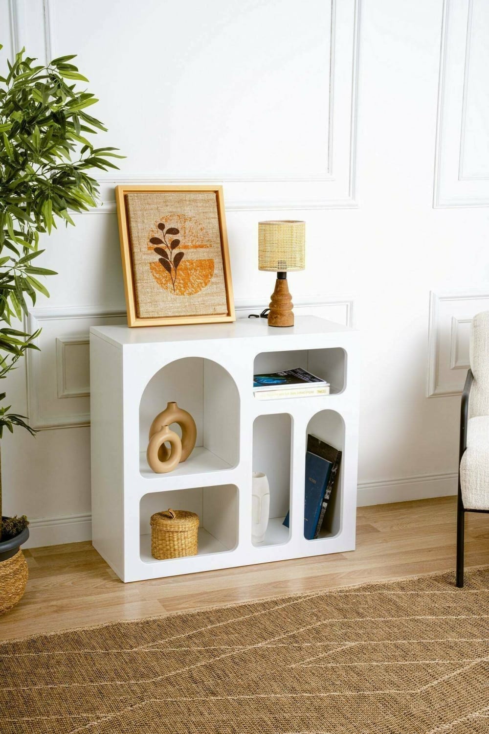 80x74x35cm Holz Weiß Dmora Möbel Esszimmermöbel Sideboards, Highboards & niedrige Anrichten