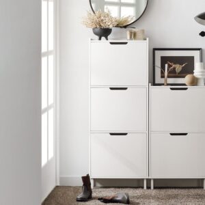 51x129x19cm Spanplatte Weiß SoBuy Möbel Flurmöbel Schuhschränke