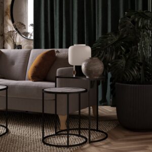 wohnli-moebel-suche-M24083328-1 Beistelltisch in Marmoroptik / Glas 50x56x39cm Glas Weiß Dorel Home Möbel Wohnzimmermöbel Beistelltische