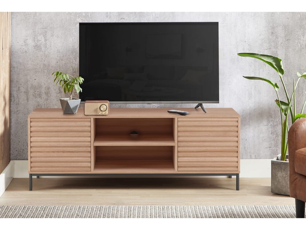TV-Möbel mit 2 Türen in Eichenoptik 40x50x140cm Spanplatte Braun Loft24 Möbel Wohnzimmermöbel TV-Möbel
