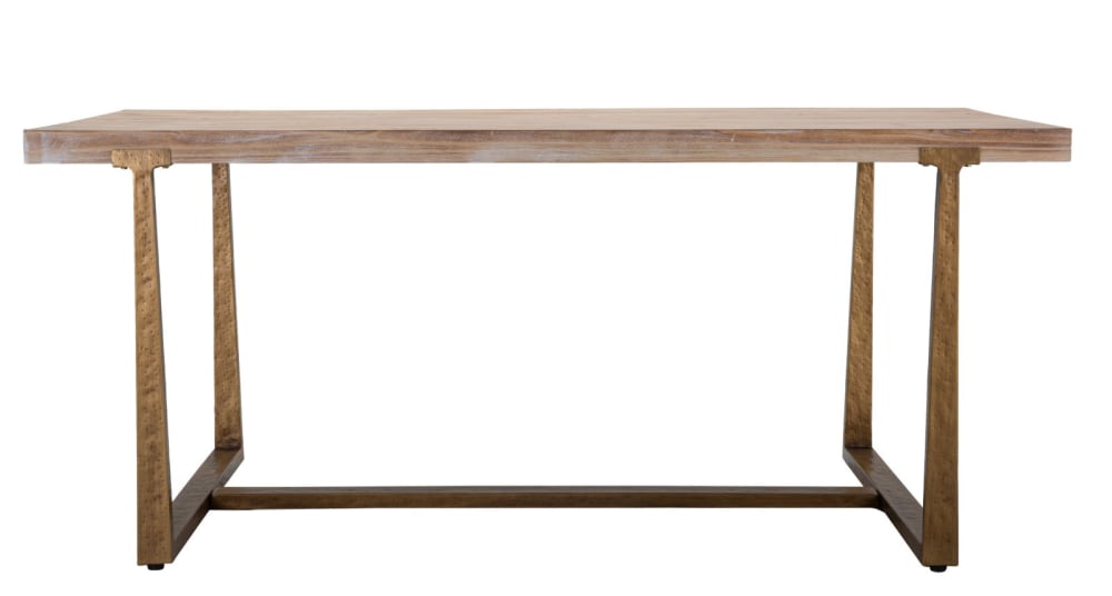 Rechteckiger Esstisch aus Holz und Metall braun cm 180x90x78 180x78x90cm Holz Braun Mauro Ferretti Möbel Esszimmermöbel Esstische