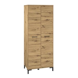 Schrank mit 2 Türen, Holzoptik, 200cm 80x200x51cm Spanplatte Beige Petits meubles Möbel Schlafzimmermöbel Schränke