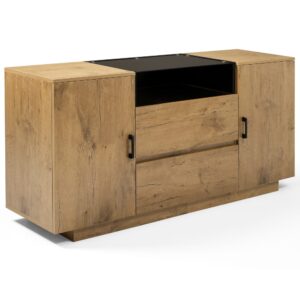 Wohnli Möbelsuche - Rustikales Sideboard aus Eiche mit schwarzem Stauraum