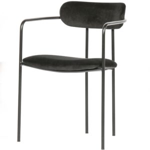 2er Set Esszimmerstühle aus Samtstoff Schwarz 50x74x52cm Polyester Schwarz WOOOD Möbel Esszimmermöbel Stühle