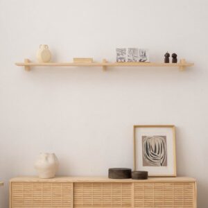 wohnli-moebel-suche-M24086711-1 Einzelnes Wandregal aus natürlichem Kiefernholz 180 cm Unlackiert 180x12x21cm Holz Braun Naan Furniture Möbel Wohnzimmermöbel Regale