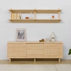 wohnli-moebel-suche-M24086713-1 Doppelwandregal aus natürlichem Kiefernholz 180 cm Unlackiert 180x44x21cm Holz Braun Naan Furniture Möbel Wohnzimmermöbel Regale