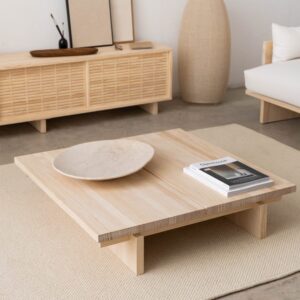 Couchtisch aus natürlichem massivem Kiefernholz 90 cm Unlackiert 90x20x90cm Holz Braun Naan Furniture Möbel Wohnzimmermöbel Couchtische