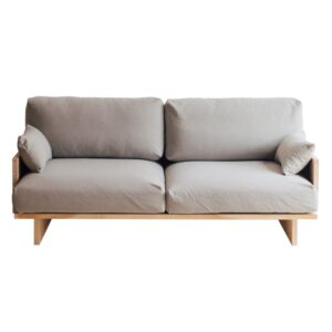 Wohnli Möbelsuche - Zweisitzer-Sofa hellgrau aus Massivholz 183 cm Unlackiert