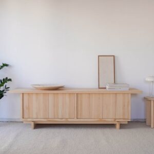 TV-Ständer aus natürlichem massivem Kiefernholz 180 cm Unlackiert 180x53x43cm Holz Braun Naan Furniture Möbel Wohnzimmermöbel TV-Möbel