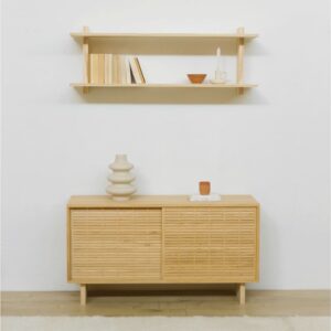 wohnli-moebel-suche-M24086752-1 Doppelwandregal aus natürlichem Kiefernholz 120 cm Unlackiert 120x44x21cm Holz Braun Naan Furniture Möbel Wohnzimmermöbel Regale