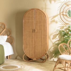 83x183x48cm Rattan Braun MACABANE Möbel Schlafzimmermöbel Kommoden