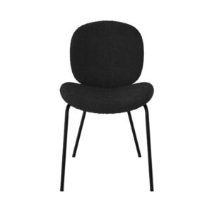 wohnli-moebel-suche-M24087078-1 2er Set Stühle aus schwarzem Bouclé-Stoff und schwarzen Metallbeinen 48x82x52cm Stoff Schwarz Maison Pavane Möbel Esszimmermöbel Stühle