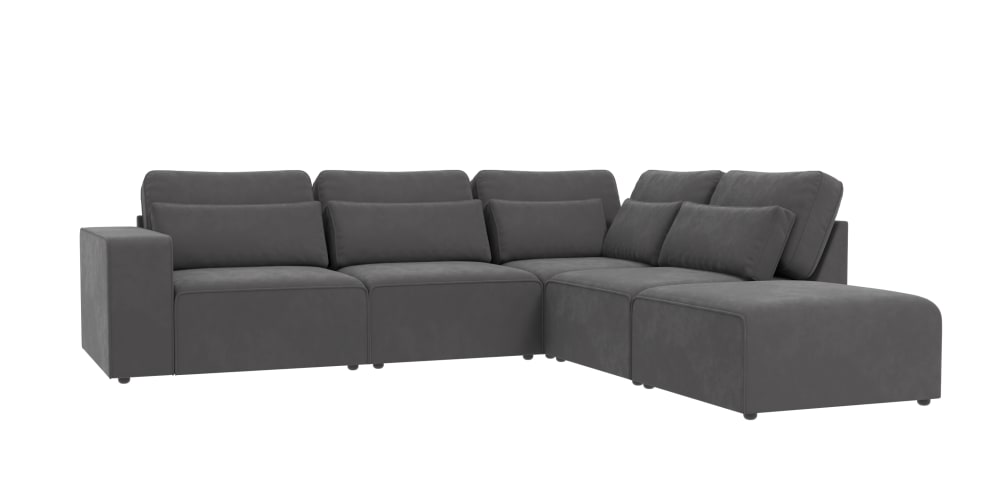 wohnli-moebel-suche-M24087784 Wohnli Möbelsuche - Modulares Ecksofa in Velours-Stoff mit Rücken und Lendenkissen