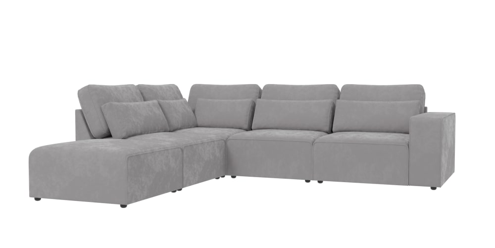 wohnli-moebel-suche-M24087788 Wohnli Möbelsuche - Modulares Ecksofa in Velours-Stoff mit Rücken und Lendenkissen