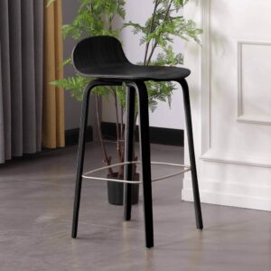 Hochstuhl aus schwarzem Natureichensperrholz 38x80x40cm Holz Schwarz Oviala Möbel Esszimmermöbel Stühle