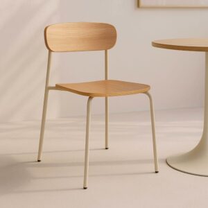 wohnli-moebel-suche-M24088324-1 Set mit 2 beigen Holzstühlen 52x78x46cm Stahl Beige Oviala Möbel Esszimmermöbel Stühle