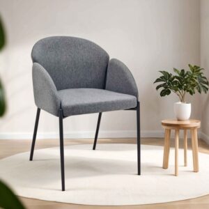 wohnli-moebel-suche-M24088326-1 Set mit 2 Stühlen aus Stahl und anthrazitgrauem Stoff 70x78x60cm Stoff Grau Oviala Möbel Esszimmermöbel Stühle