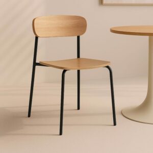 wohnli-moebel-suche-M24088329-1 Set mit 2 schwarzen Holzstühlen 52x78x46cm Stahl Schwarz Oviala Möbel Esszimmermöbel Stühle