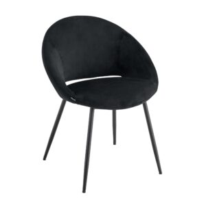 Set aus 2 Stühlen aus Stahl und schwarzem Samt 60x81x61cm Samt Schwarz Oviala Möbel Esszimmermöbel Stühle
