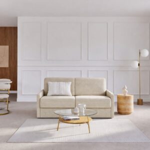 wohnli-moebel-suche-M24089419-1 Schlafsofa mit 3 Plätzen aus geripptem Samt L175 cm - Beige 100x87x100cm Stoff Beige Calicosy Sofas und Sessel Sofas Modulare Sofas