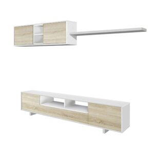 Wohnli Möbelsuche - Hochglanzweiße Wandeinheit in Holzoptik