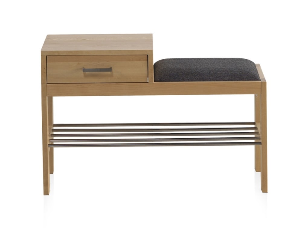 Bank mit Schuhregal aus natürlichem Birkenholz 35x52x80cm Holz Braun GEESE HOME Möbel Esszimmermöbel Sitzbank und Holzbank