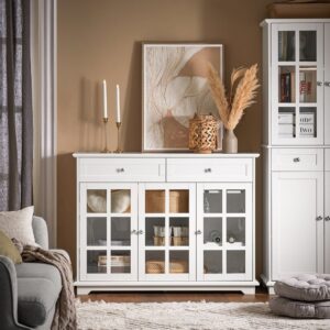 119x90x40cm Spanplatte Weiß SoBuy Möbel Esszimmermöbel Sideboards, Highboards & niedrige Anrichten