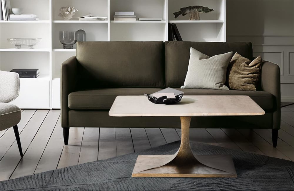 Couchtisch mit Marmorplatte und Bronzestruktur 70x41x70cm Marmor Weiß GINER Y COLOMER Möbel Wohnzimmermöbel Couchtische