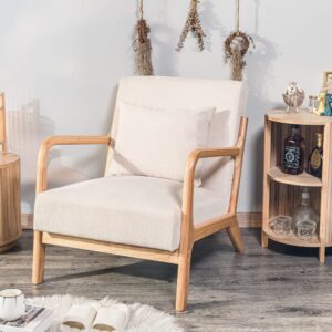 Polstersessel aus Massivholz und Samt Beige 80x74x64cm Holz Beige Nordlys Sofas und Sessel Sessel, Poufs und Fußbänke Sessel