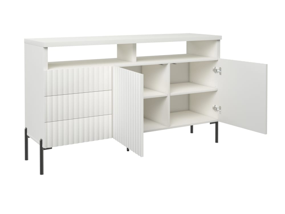 Sideboard Holzeffekt Weiß 45x150x89 45x89x150cm Spanplatte Weiß AKL FURNITURE Möbel Esszimmermöbel Sideboards, Highboards & niedrige Anrichten