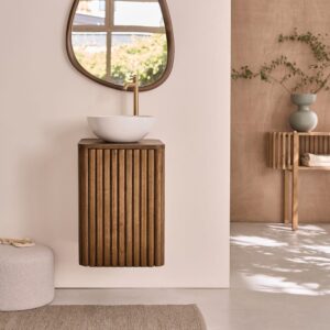 wohnli-moebel-suche-M24097282-1 Hängendes Handwaschbecken aus Mindi-Holz 40cm 40x56x40cm Holz Braun BERAH GETAH Möbel Badezimmermöbel Waschtische