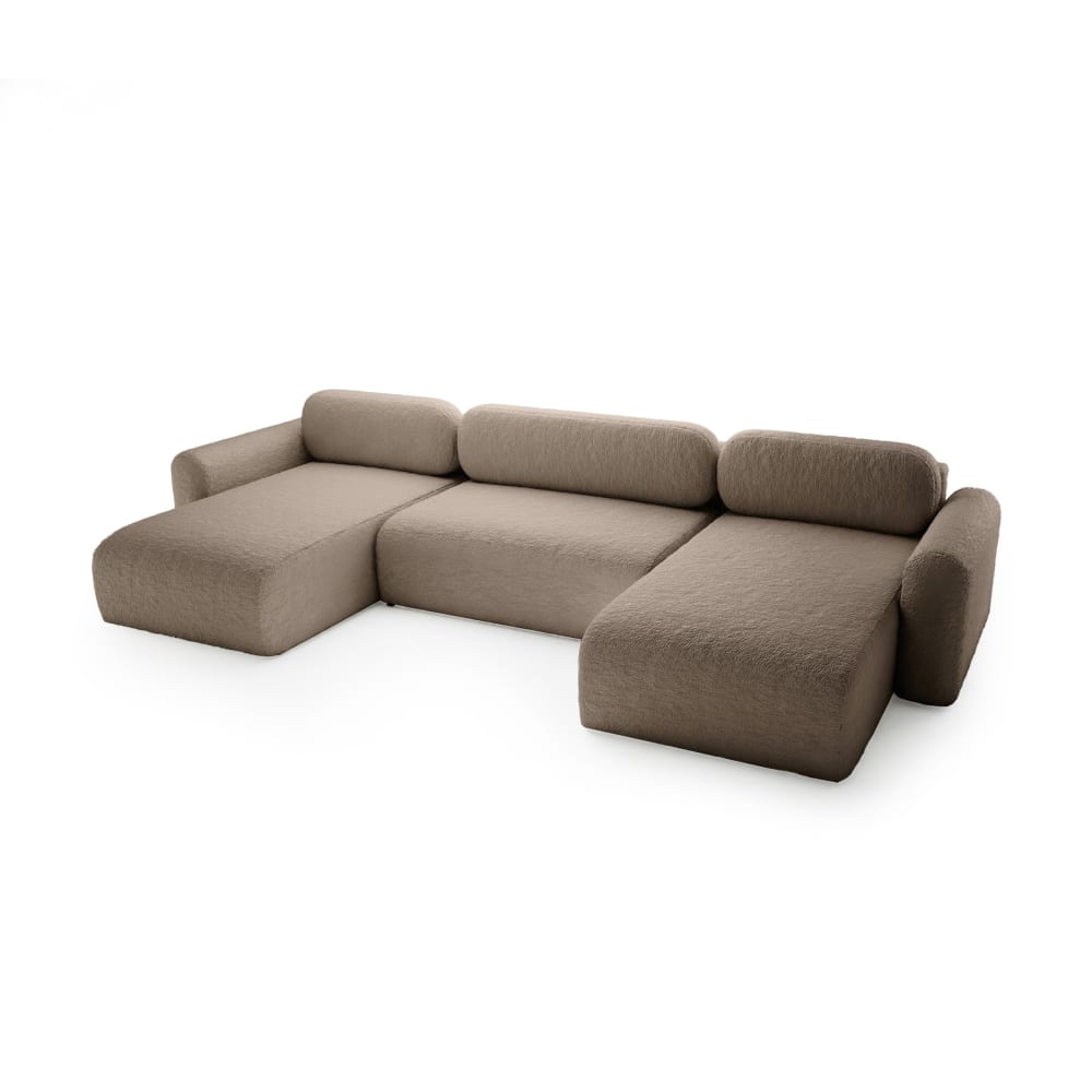 Wohnli Möbelsuche - Ecksofa aus Bouclé-Stoff 6 Sitzer