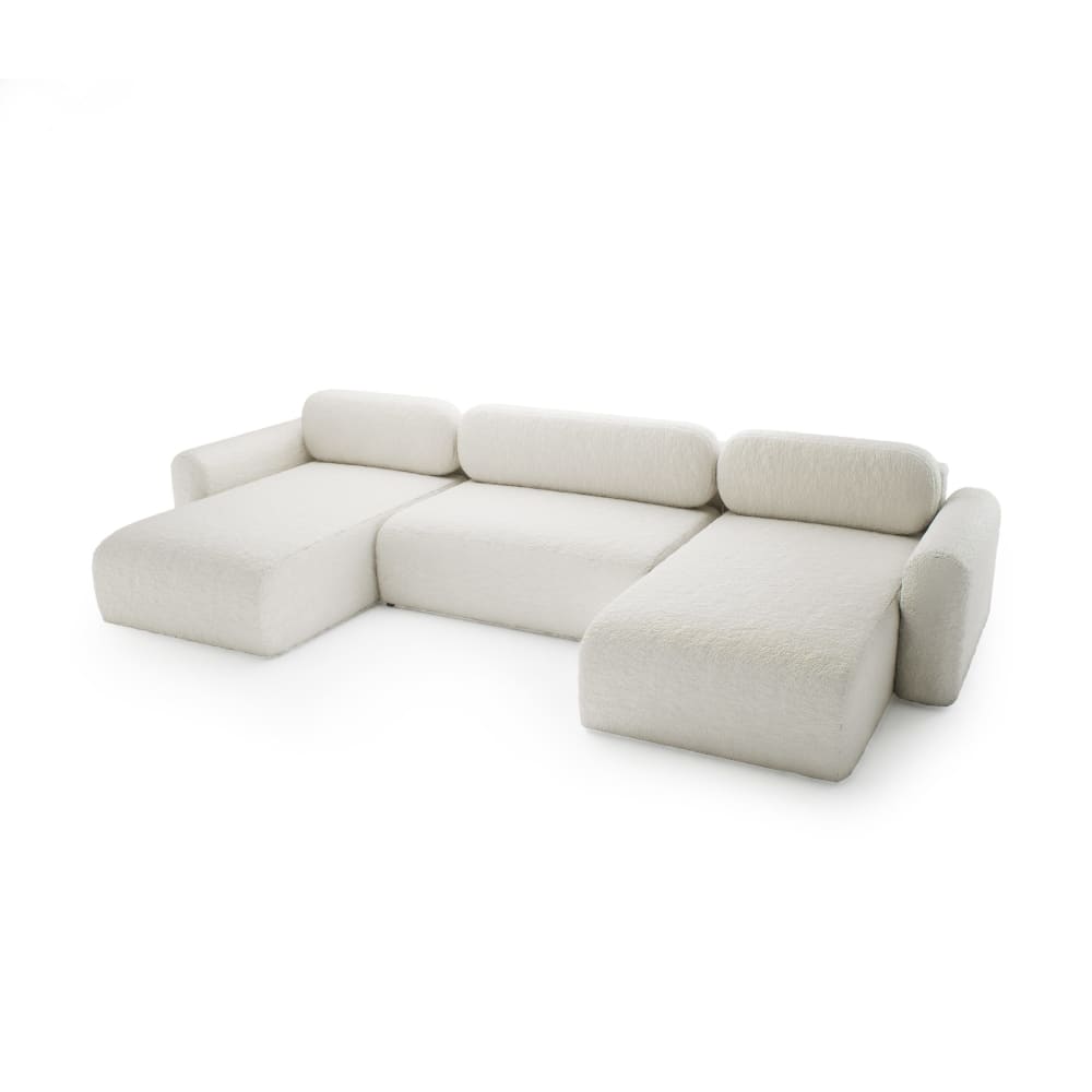 Wohnli Möbelsuche - Ecksofa aus Bouclé-Stoff 6 Sitzer