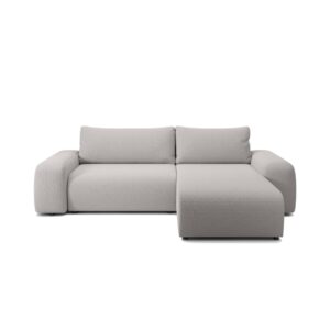 Wohnli Möbelsuche - Ecksofa aus Bouclé-Stoff 4 Sitzer Hellgrau