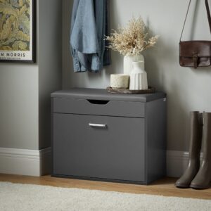 Schuhbank mit Stauraum aus Holz Grau 60x50x30cm Spanplatte Grau SoBuy Möbel Flurmöbel Schuhschränke