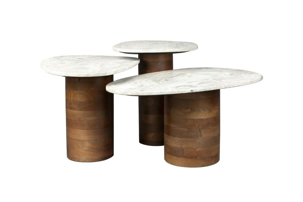 wohnli-moebel-suche-M24098855 Wohnli Möbelsuche - 3-teiliges Tischset aus Holz und Marmor