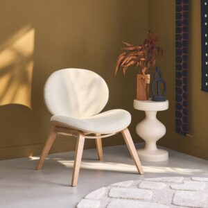 wohnli-moebel-suche-M24099376-1 Sessel Eichenlook-Furnier strukturierter Bouclé-Bezug 66x76x59cm Stoff Braun sweeek Sofas und Sessel Sessel, Poufs und Fußbänke Sessel