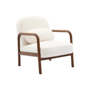 Wohnli Möbelsuche - Sessel aus getönten Holz in hellem Nussbaum und Kunstpelz-Look