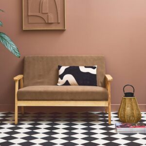 2-Sitzer-Sofa Cord-Bezug taupe Holzfüße 114x73x69cm Naturfasern Grau sweeek Sofas und Sessel Sofas 2-Sitzer-Sofas & 3-Sitzer-Sofas